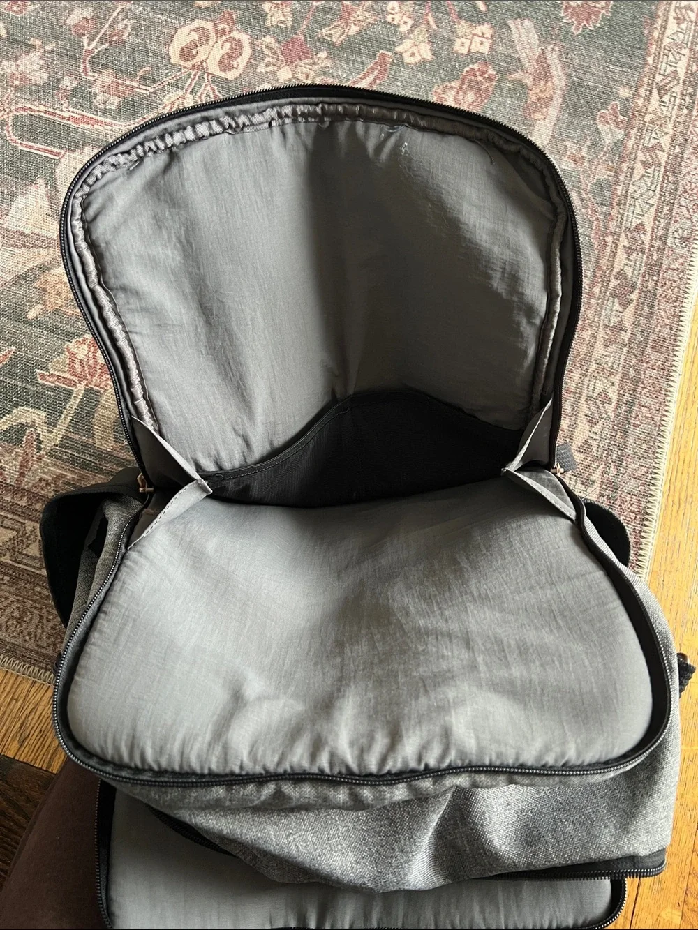 Petunia Pickle Bottom Gray and Black Convertible Tote Backpack Baby Bag